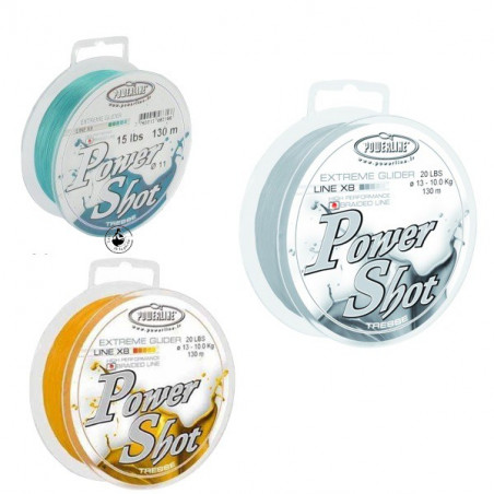 Hilo Trenzado Powerline Power Shot 130m - 8 cabos - lisa y redonda