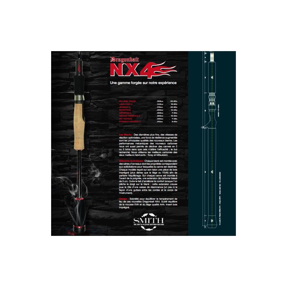 Caña de pescar Smith Dragonbait Big Jerk Travel 225