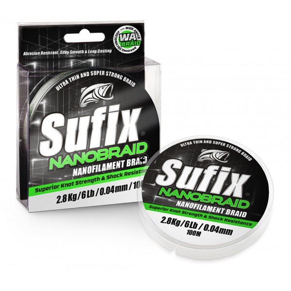 Ligne De Pêche Sufix NanoBraid 10 Lb – Aqua Camo – 150 Yds – Super Résistante