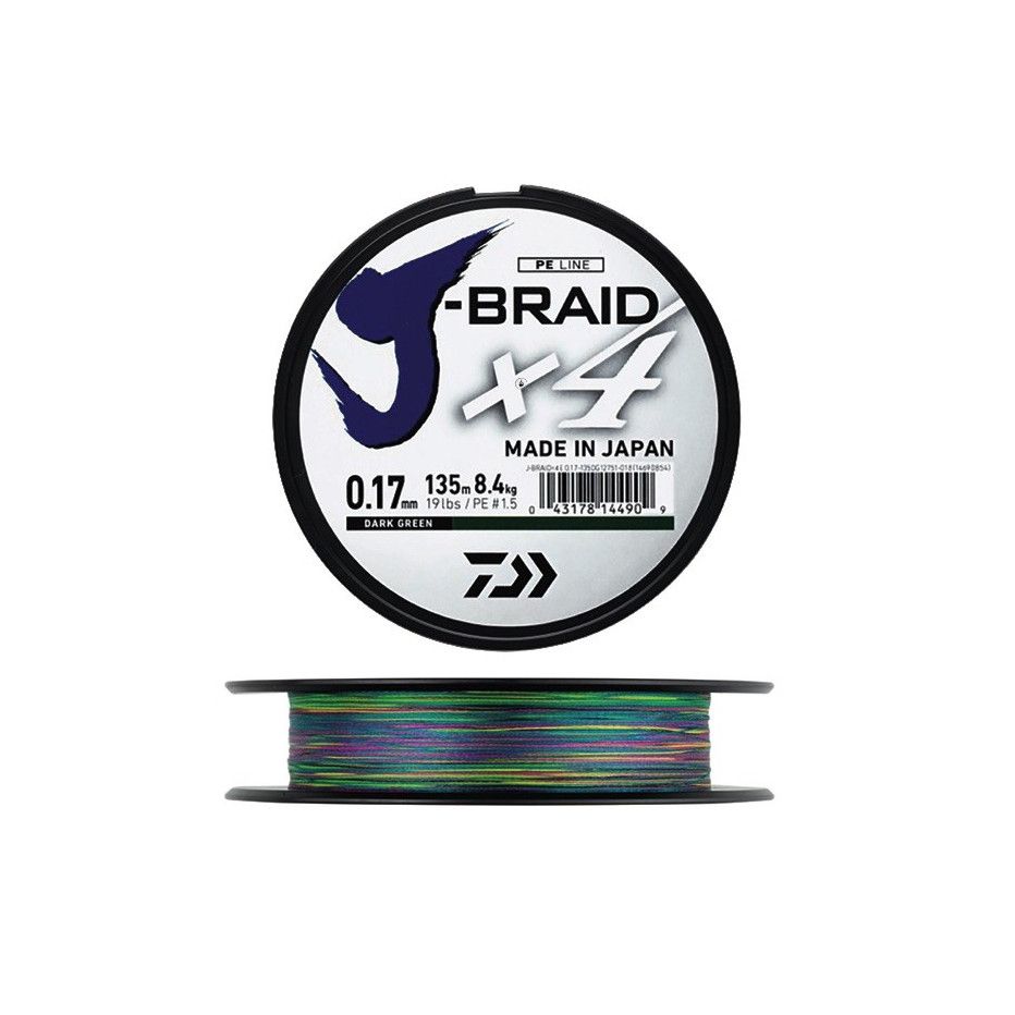 Braid Daiwa J Braid X4 Multicolour - Sea fishing - Leurre de la pêche
