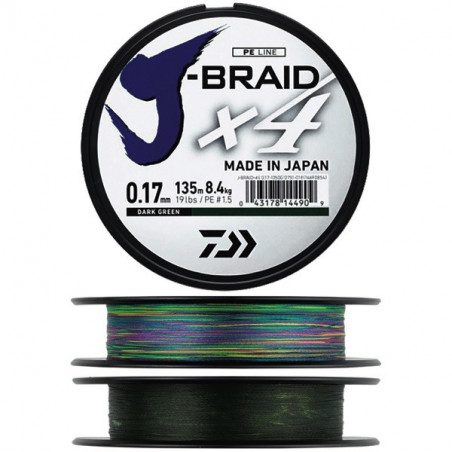 Braid Daiwa J Braid X4 - Spool 1350m Green and 1500m multicoloured