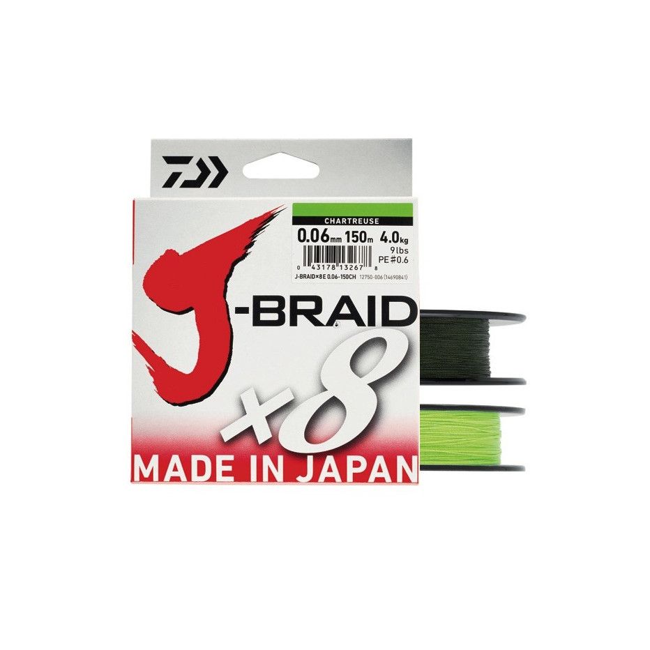 Tresse Daiwa J Braid X8 Vert 150m