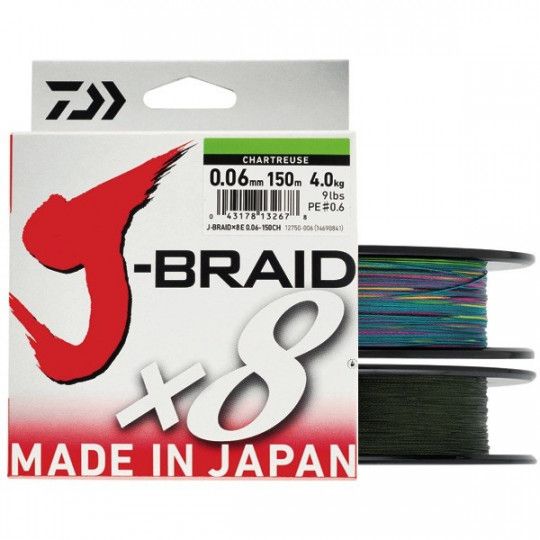 Geflochtene Angelschnur Daiwa J Braid X8 Große Spule - 1500 und 3000m