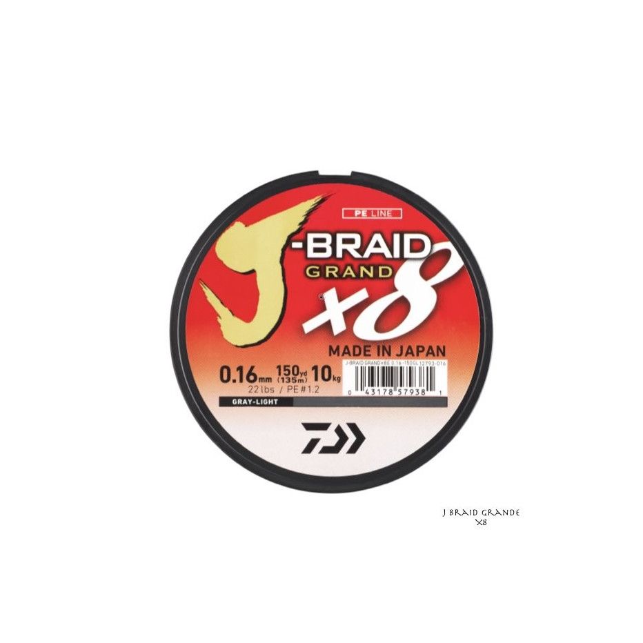 Tresse Daiwa J Braid Grand X8 135m grise