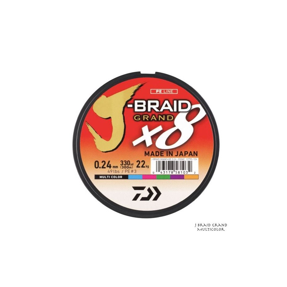 Braid Daiwa J Braid Grand X8 150m Multicolour - Leurre de la pêche