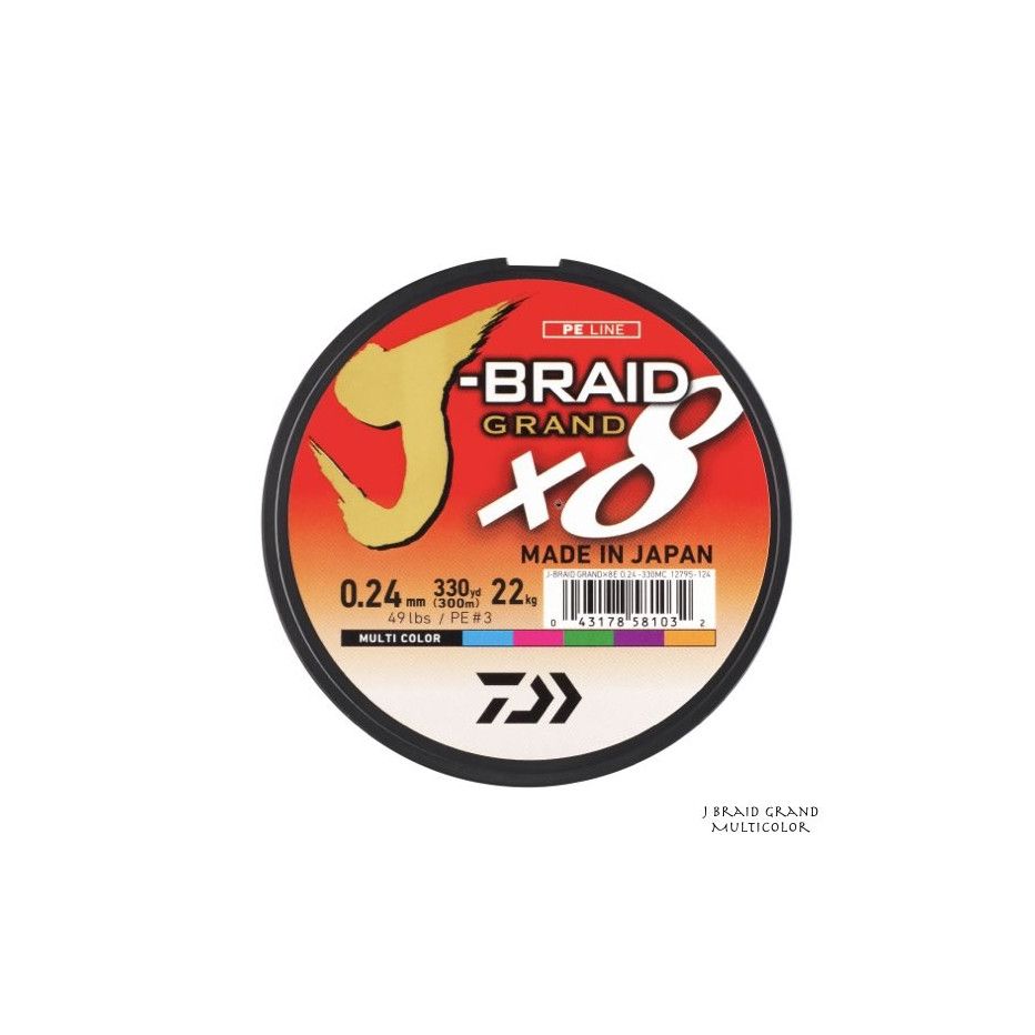 Geflochtene Angelschnur Daiwa J Braid Grand X8 150m Mehrfarbig