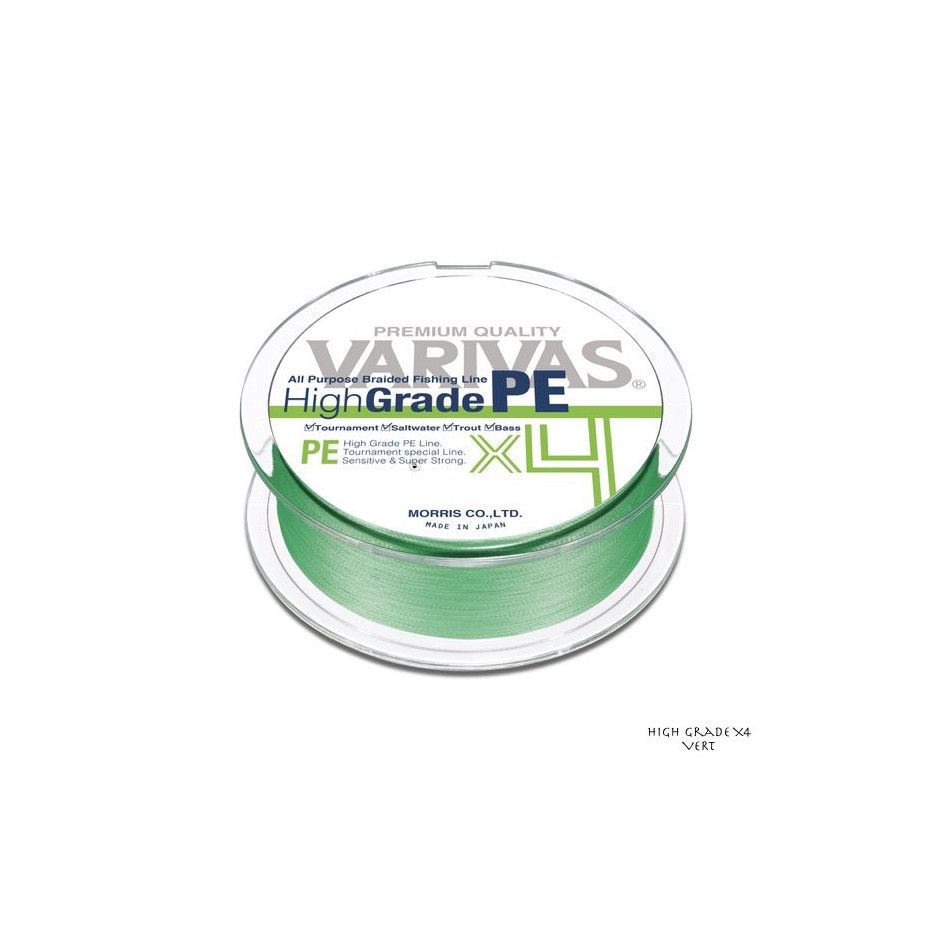 Tresse Varivas High Grade PE X4 Bleu ou Vert 150m