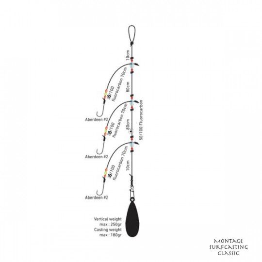 Montaje Daiwa D'Rig Surfcasting Classic - 3 anzuelos
