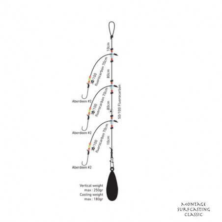 Assembly Daiwa D'Rig Surfcasting Classic - 3 hooks