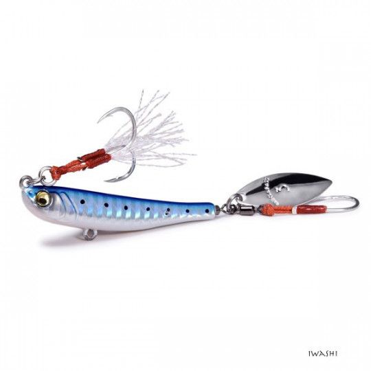 Pilker metallisch Megabass Makippa - Blinker und Assist hook
