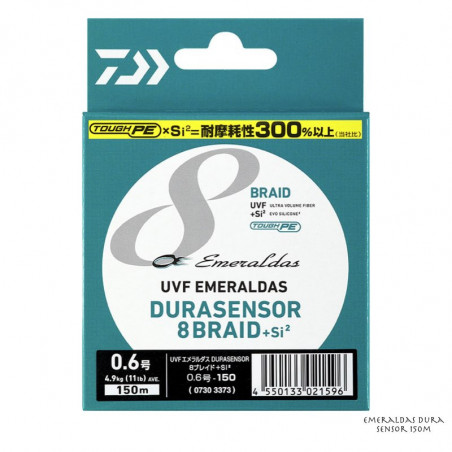 Geflochtene Angelschnur Daiwa UVF Emeraldas Dura Sensor 8 Geflecht 150m