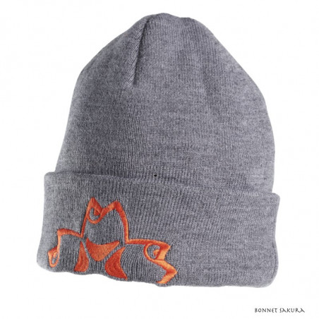 Bonnet Sakura Gris avec logo orange brodé