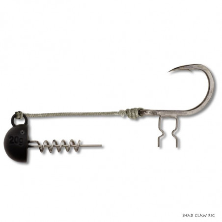 Montaje para señuelo vinilo Siluro Black Cat Shad Claw Rig