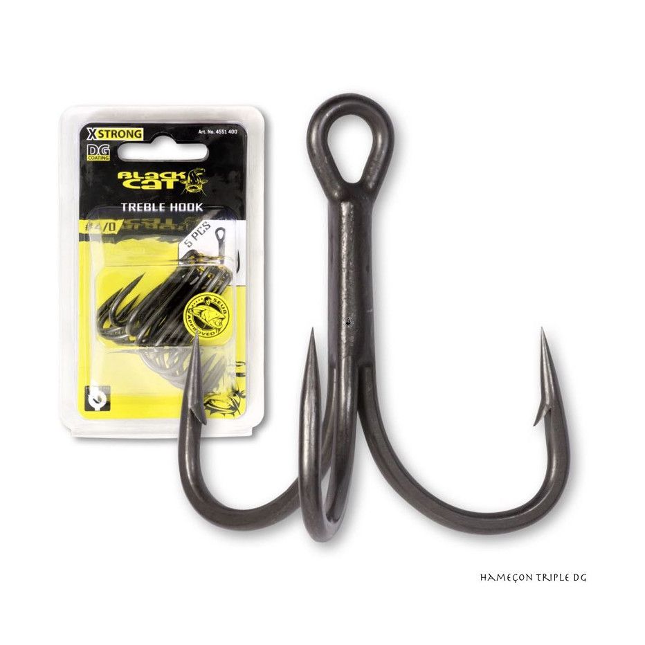 Haken Dreifach für das angeln des Wels Black Cat DG Beschichtung