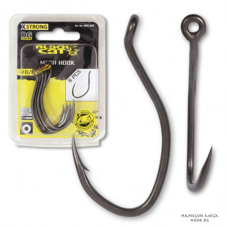 Hameçon Simple pour la pêche du silure Black Cat Mega Hook DG