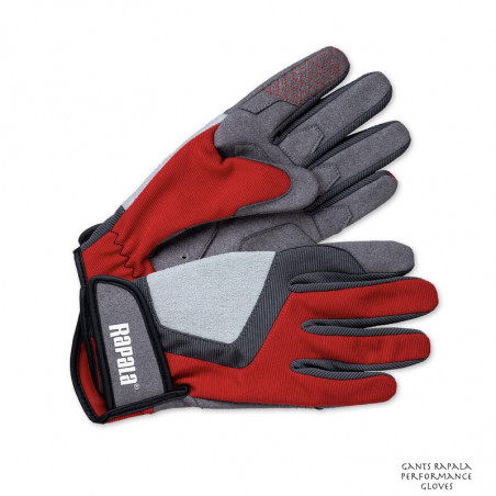 Paire de Gants Rapala Performance Gloves - Rouge et Gris