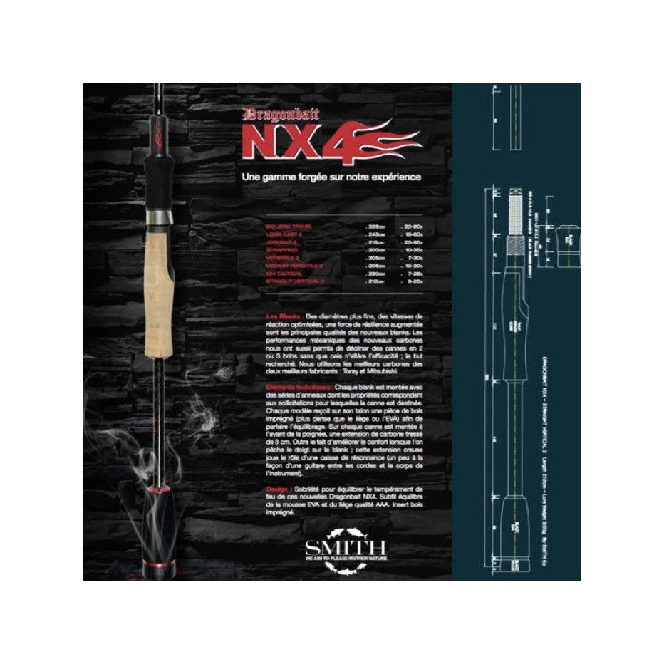 Spinning rod Smith Dragonbait NX4 Straight Vertical 2