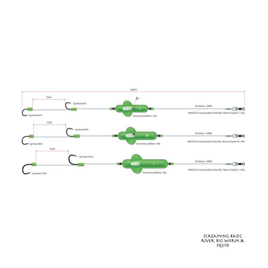 Rig Madcat Screaming Basic River Rig Worm & Squid