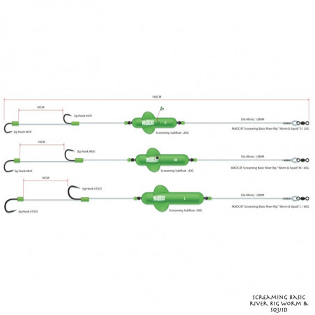 Rig Madcat Screaming Basic River Rig Worm & Squid