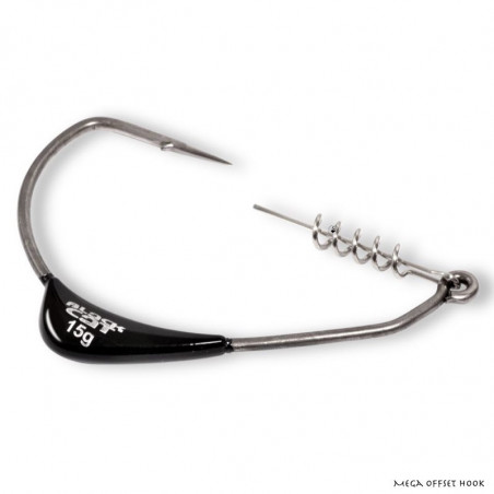 Leaded single hook Black Cat Mega Offset Hook 12/0