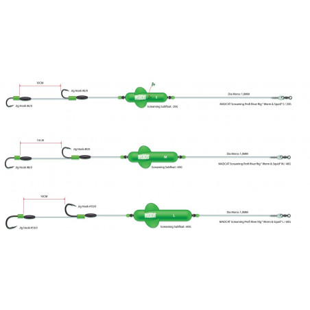 Rig Madcat Screaming Profi River Rigs Worm & Squid