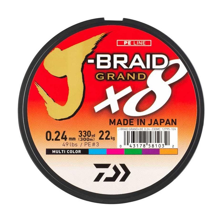 Geflochtene Angelschnur Daiwa J-Braid Grand X8 300M Mehrfarbig