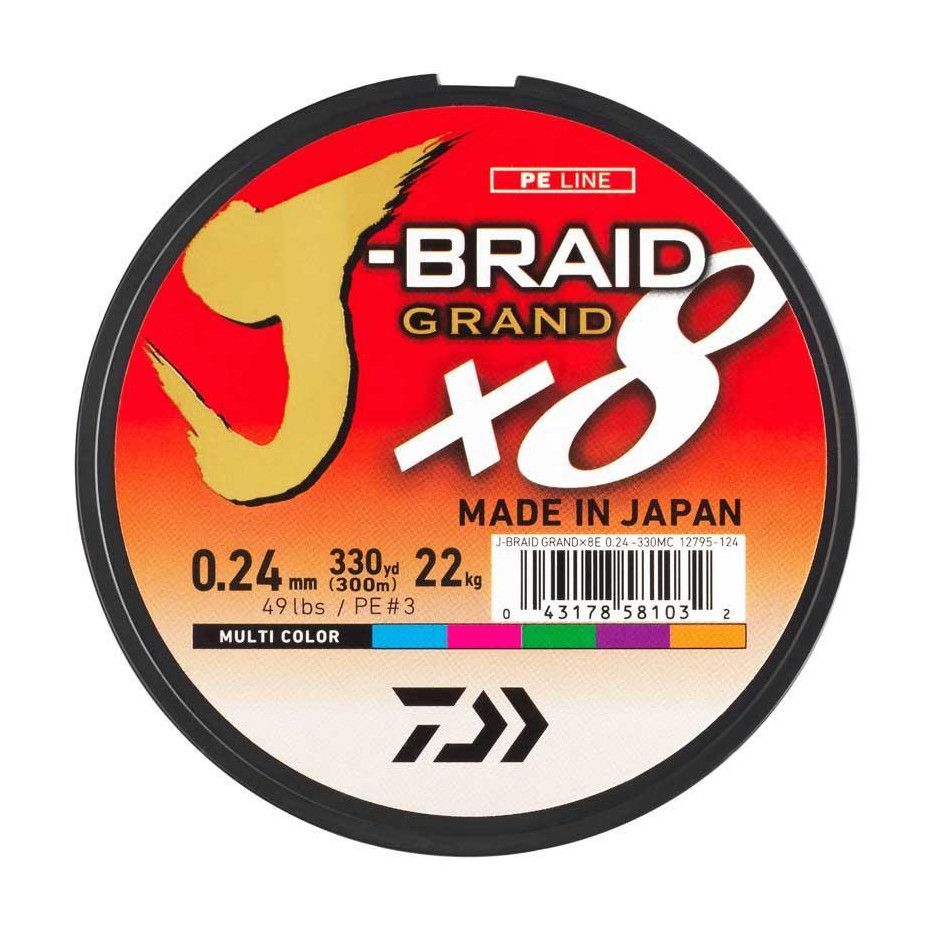 Tresse Daiwa J-Braid Grand X8 300M Multicolore