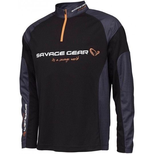Tee Shirt Savage Gear Tournament Gear Shirt 1/2 Reißverschluss