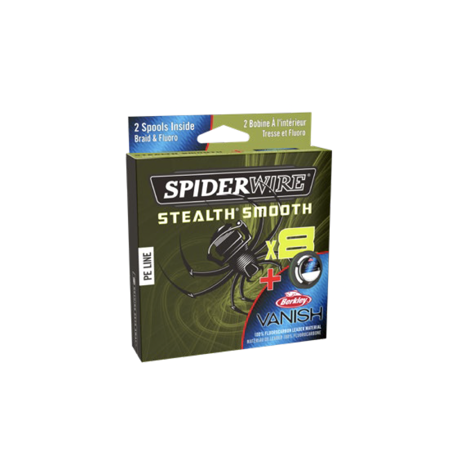Pack Hilo Trenzado y Fluoro Spiderwire Stealth Smooth x8 Duo Spool