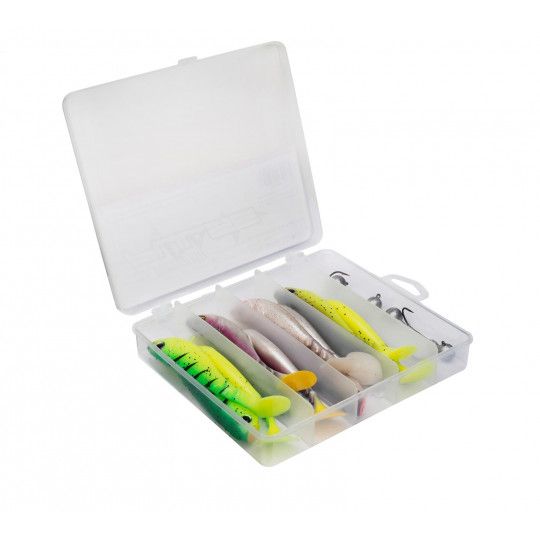 Kit Gummifische Pulse Shad Mixbox mit bleiierten Köpfen