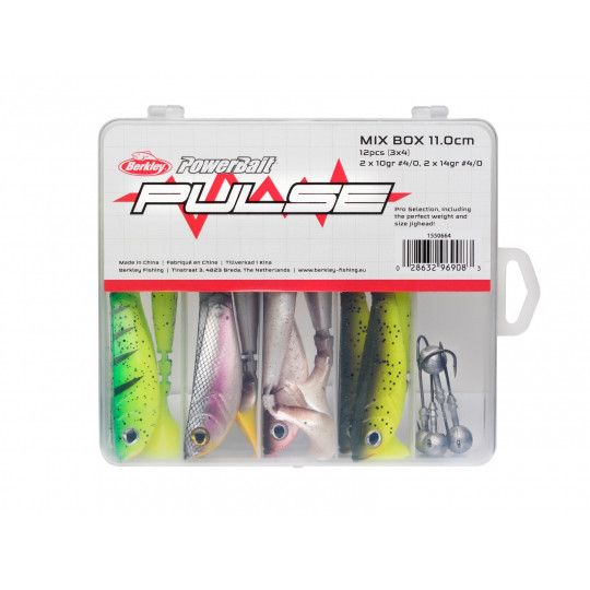 Kit Leurre Souple Pulse Shad Mixbox avec Têtes Plombées