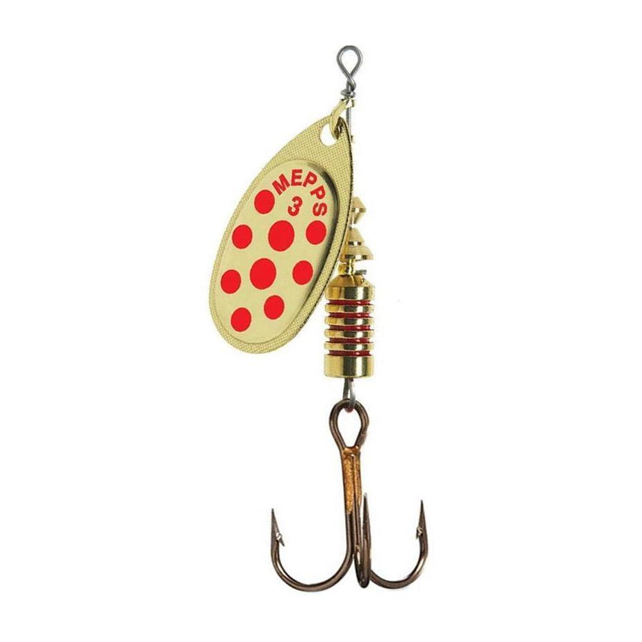 Blinker Mepps Aglia Rote Punkte Gold