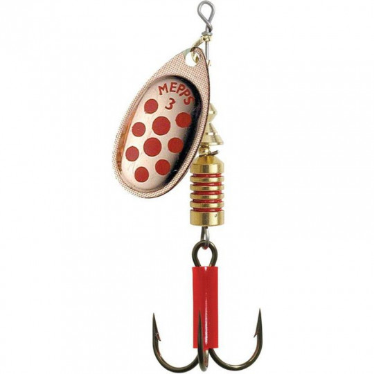 Blinker Mepps Aglia Rote Punkte Kupfer