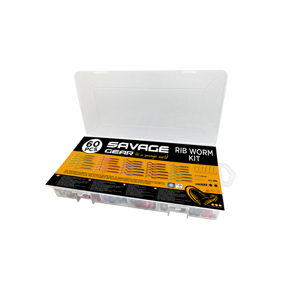 Kit Gummifische Savage Gear Rib Worm 60 Stücke