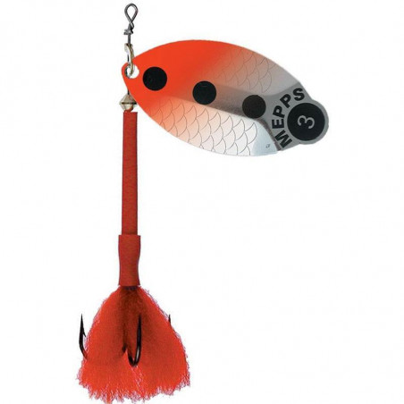 Cucharilla Mepps Lusox Plata Rojo Fluo