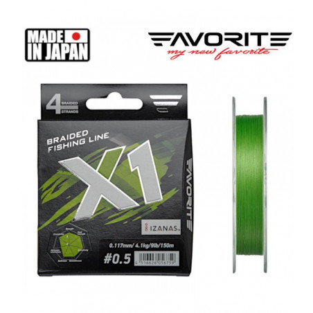 Tresse Favorite X1 PE 4X Light Green 150m