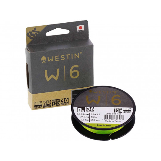 Geflochtene Angelschnur Westin W6 8 Geflecht Lime Punch 135m