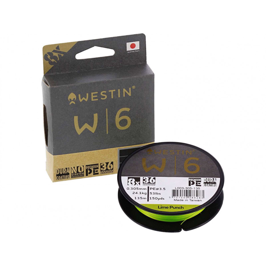 Geflochtene Angelschnur Westin W6 8 Geflecht Lime Punch 135m
