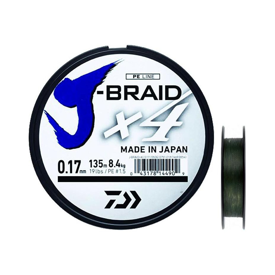 Tresse Daiwa J Braid X4 270m Vert