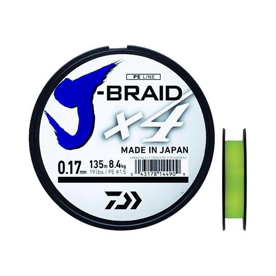 Tresse Daiwa J Braid X4 270m Jaune