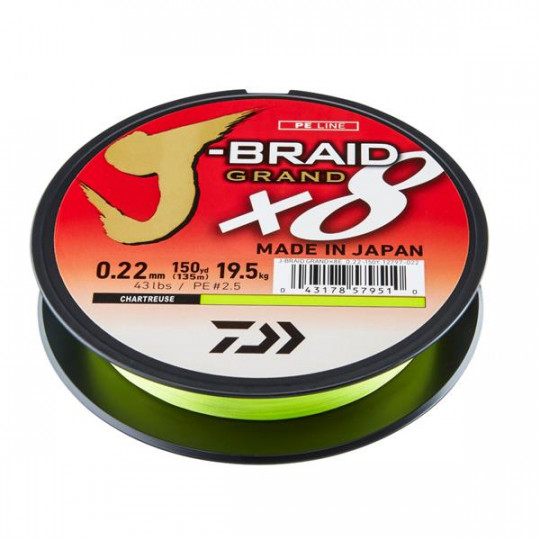 Braid Daiwa J Braid X8 Chartreuse 150m