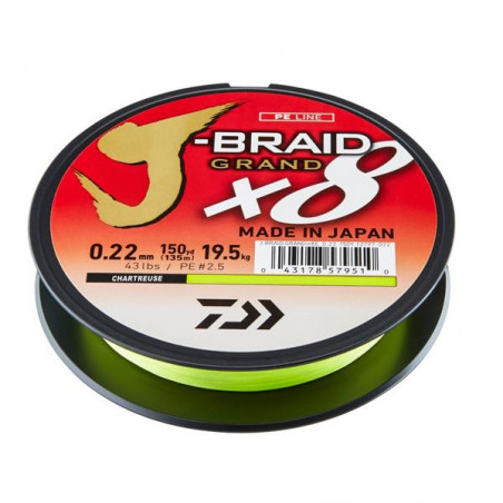 Geflochtene Angelschnur Daiwa J Braid X8 Chartreuse 150m