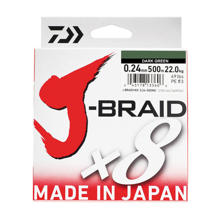 Tresse Daiwa J Braid X8 Vert 300m