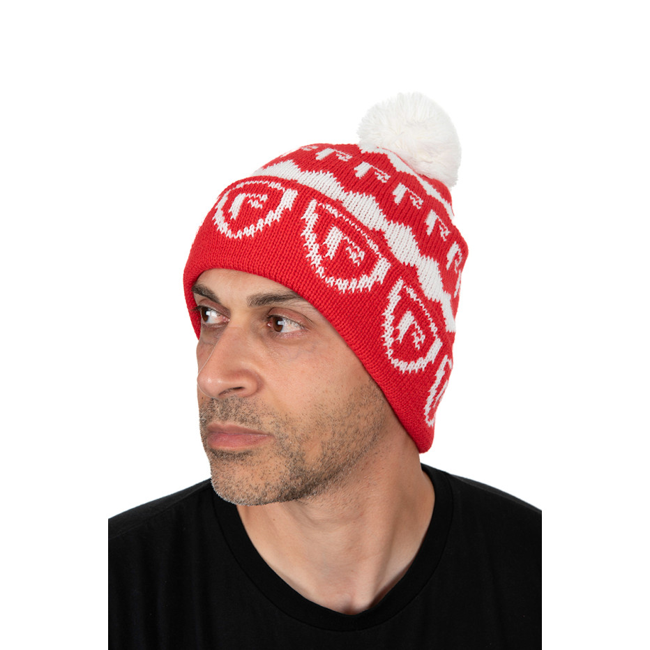 Bonnet Fox Rage Red & White Bobble Hat