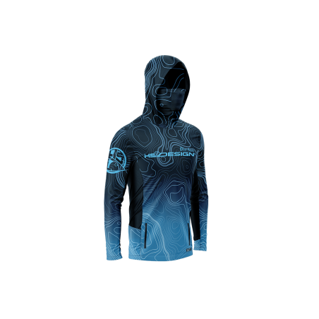 UV-Hooded T-Shirt Hot Spot Design Ocean Performance Bathymetrie