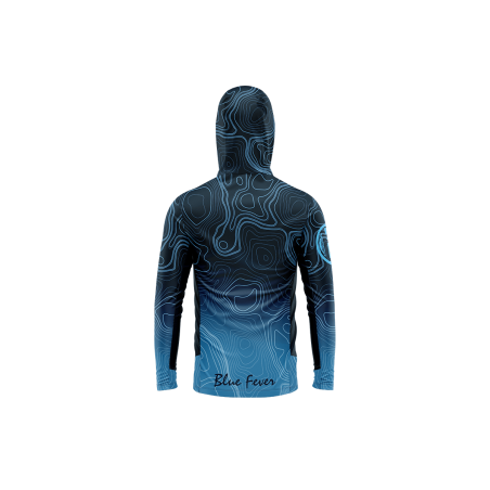 Camiseta con capucha UV Hot Spot Design Ocean Performance Bathymetry