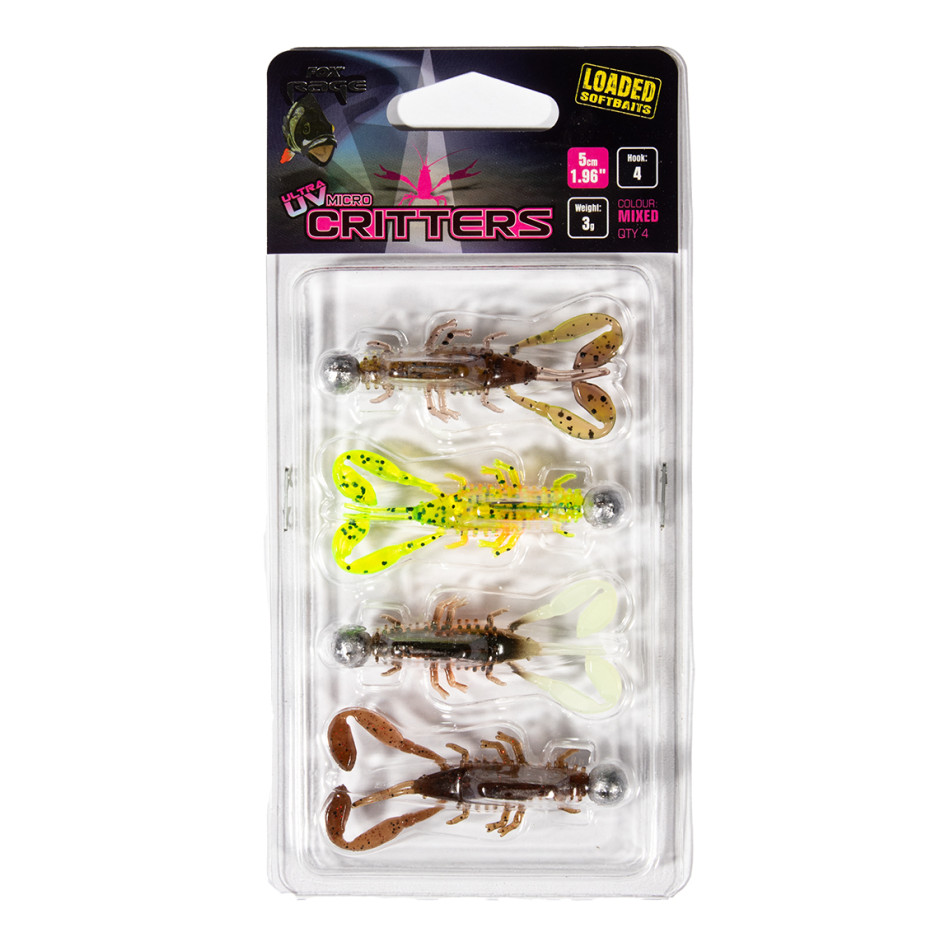 Kit de señuelos Fox Rage Micro Critters Ultra UV Color Mixto Cargado 5cm