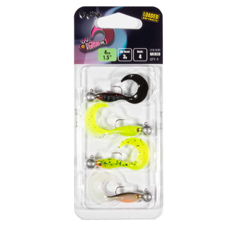 Gummifische Fox Rage Micro Grub Tail Gemischtes UV-Farbpaket Geladen