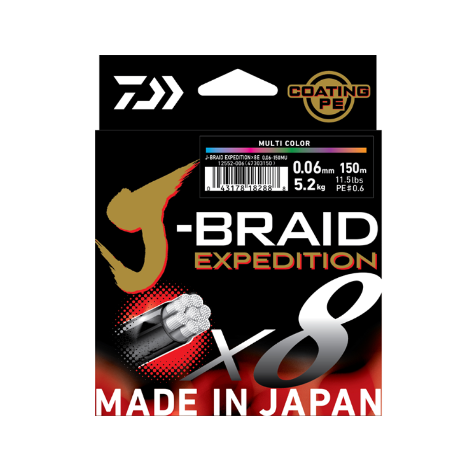 Tresse Daiwa J-Braid Exp X8 Multicolore 150m