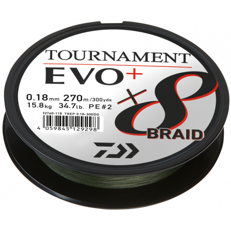 Hilo Trenzado Daiwa Tournament 8 Hilo Trenzado EVO + 135m Verde